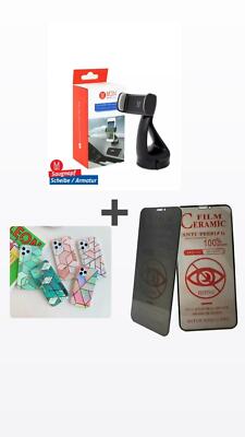 iPhone HandyHülle Tasche Silikon Case Cover +Schutzglass Matt +Autohaltrung 