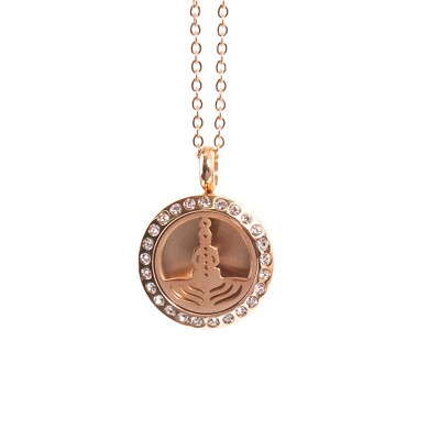 Sieben Chakren Aromatherapie Öl Diffusor Roségold Halskette Medaillon mit Pad