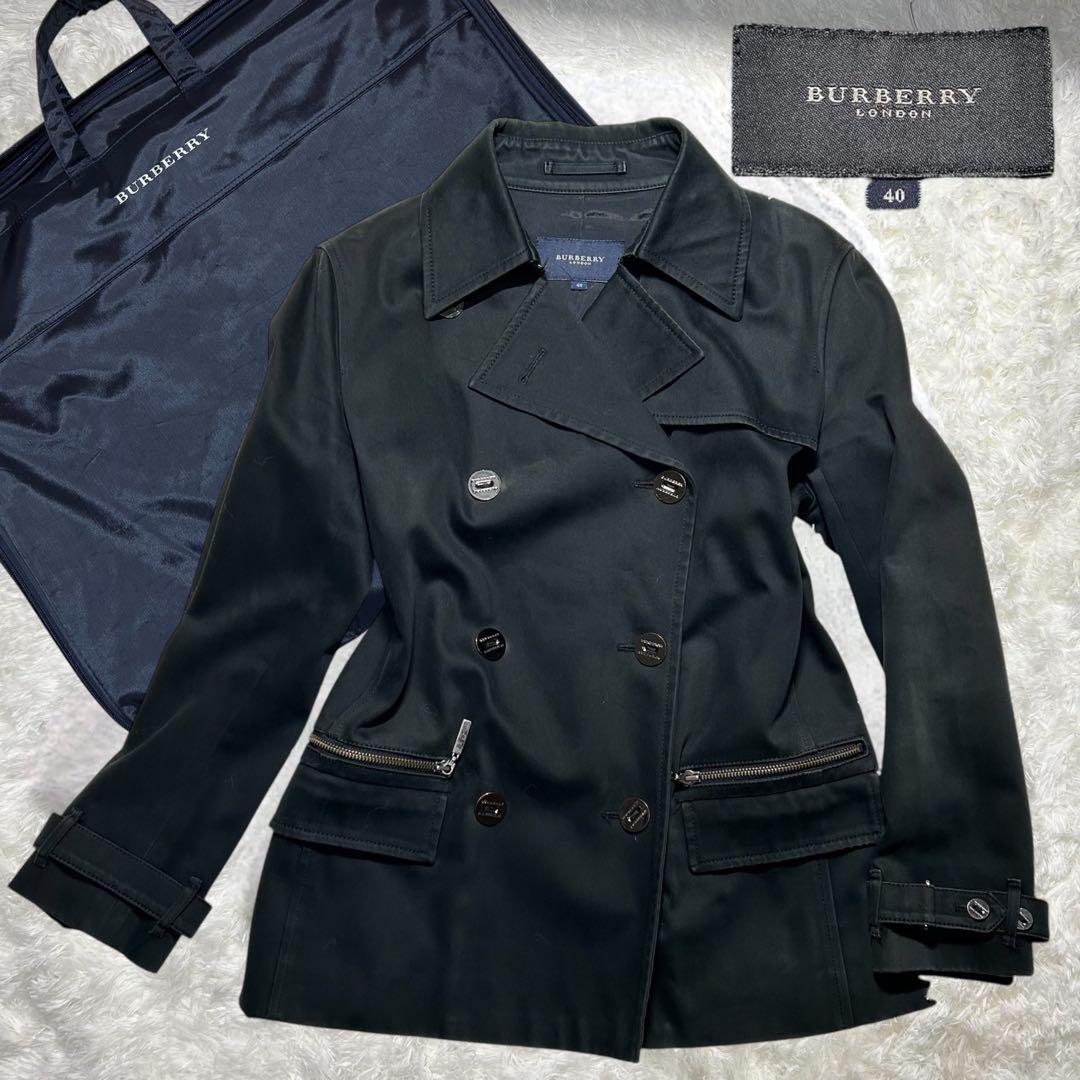 Burberry Vintage London Trench Coat Black Women's Short Made in England