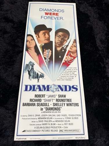 " DIAMONDS " WERE FOREVER - Original 1975 ROLLED Insert 14"x36" Movie Poster