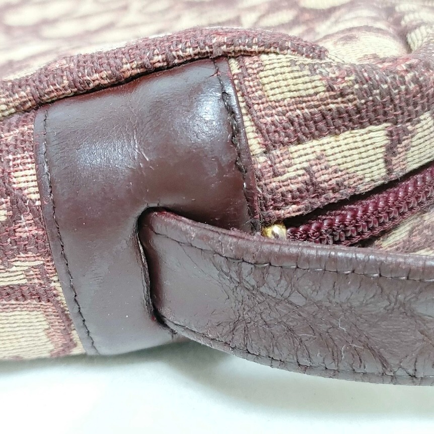Christian Dior Trotter Vintage Canvas Leather Shoulder Bag Red Bordeaux Auth 670 thumbnail 7