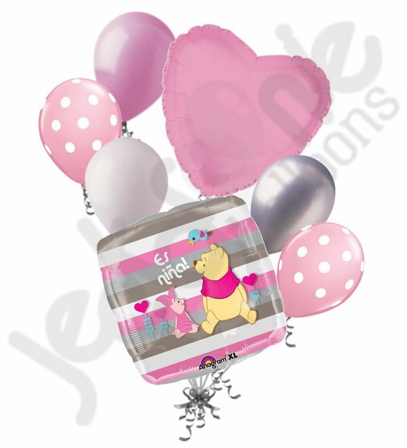 7pc Winnie Pooh Egg Easter Balloon Bouquet Party Decoration Basket