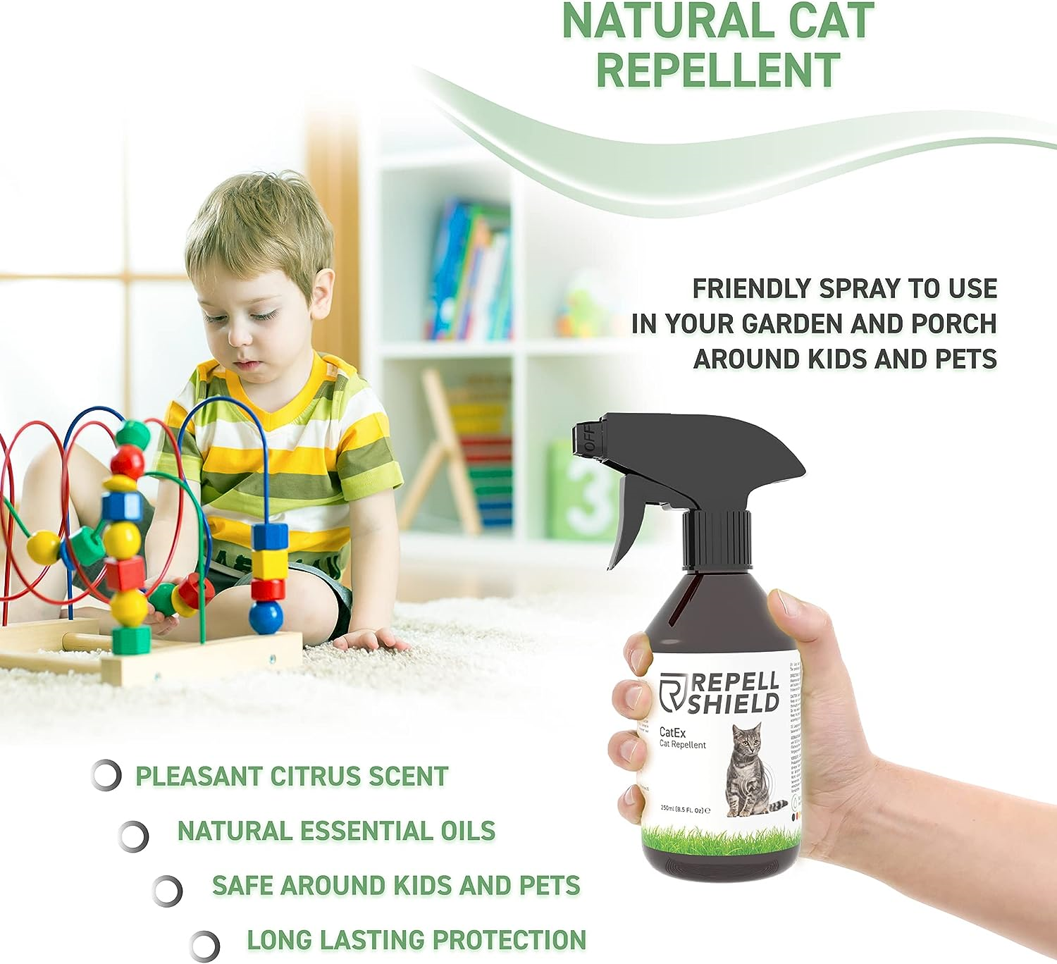 RepellShield Cat Repellent Spray Indoor & Outdoor Stop Cats Urinating