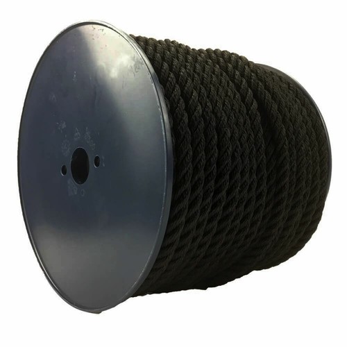 14mm Black 3 Strand Nylon Rope x 55m On A Reel, Anchor, Boat Mooring, Yacht - Picture 2 of 6