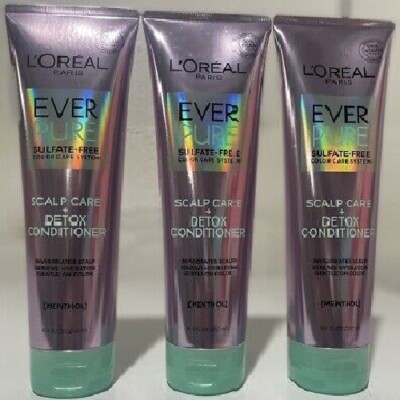 3 Pack- Loreal Paris Ever Pure Scalp Care + Detox conditioner,  8.5 Oz