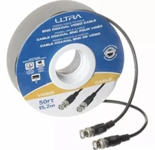 2x Ultra 50FT RG58/U MALE-MALE BNC Coaxial Video Cable 50ohm DVR CCTV