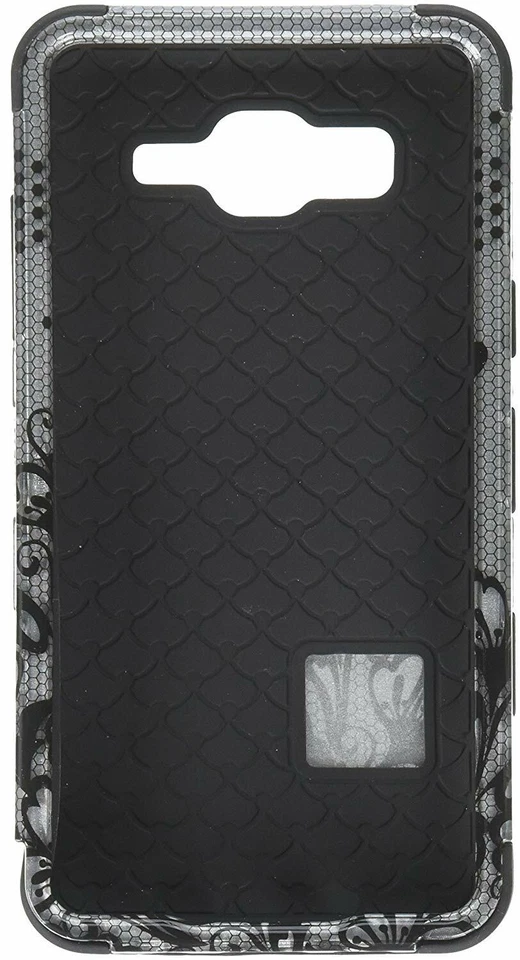 Asmyna Cell Phone Case for Samsung On 5 - Black Lace Flowers (2D Silver)/Black - Image 2 of 2