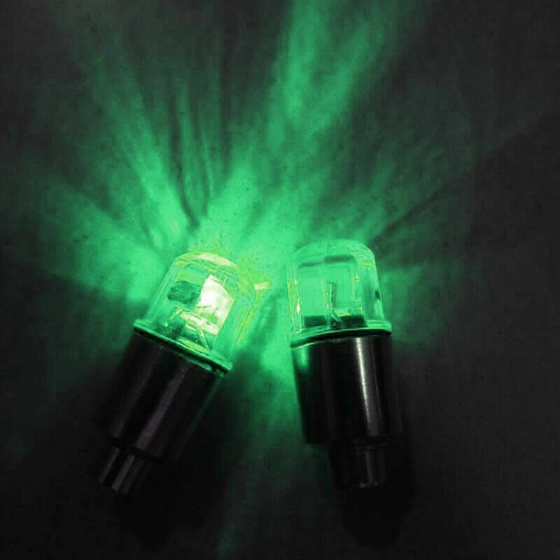4x Verde Rueda Coche Neumático Neumático Válvula Aire Vástago Luz LED Tapas Cubierta Accesorio Bicicleta Foto 2 de 4