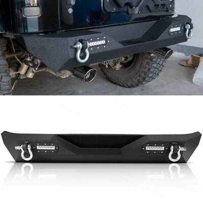 Rear Bumper w/LED Lights 2D-Rings Fit 2007-18 Jeep Wrangler JK Unlimited
