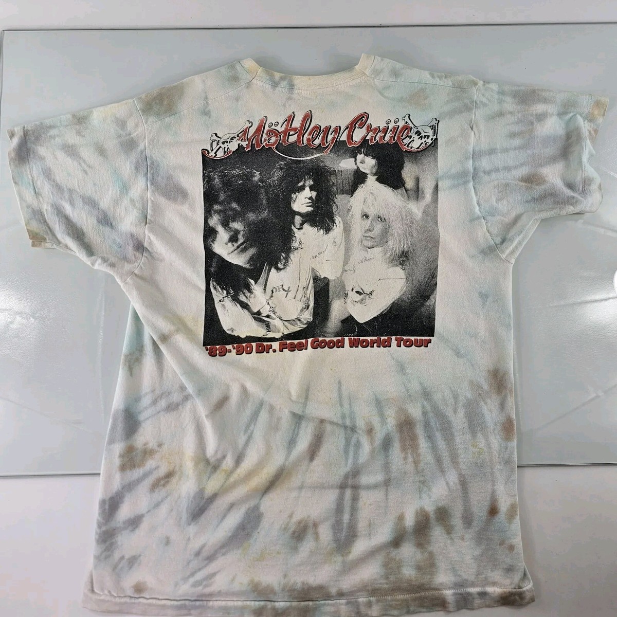Vintage MOTLEY CRUE Shirt Mens XL Tie Dye DR. FEELGOOD World Tour