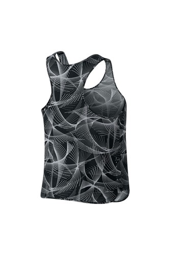 NIKE Tank L Dri-Fit Running Top Printed Flyweight Racerback Black White NWT - Picture 6 of 6