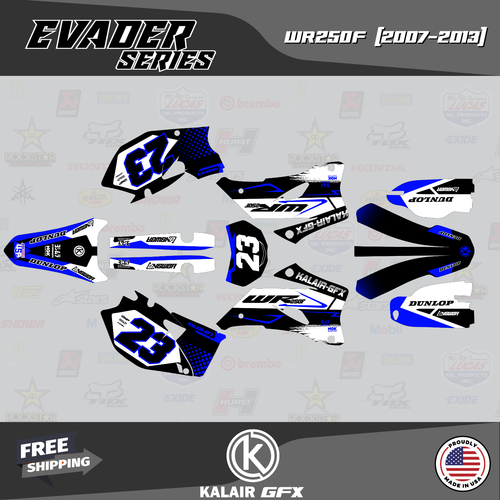 Graphics Kit for YAMAHA WR250F 2007 2008 2009 2010 2011 2012 2013 Evader Blue