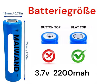 Wiederaufladbarer 18650 Akku 2200mAh 3,7V Lithium-Ionen Akku Flat.