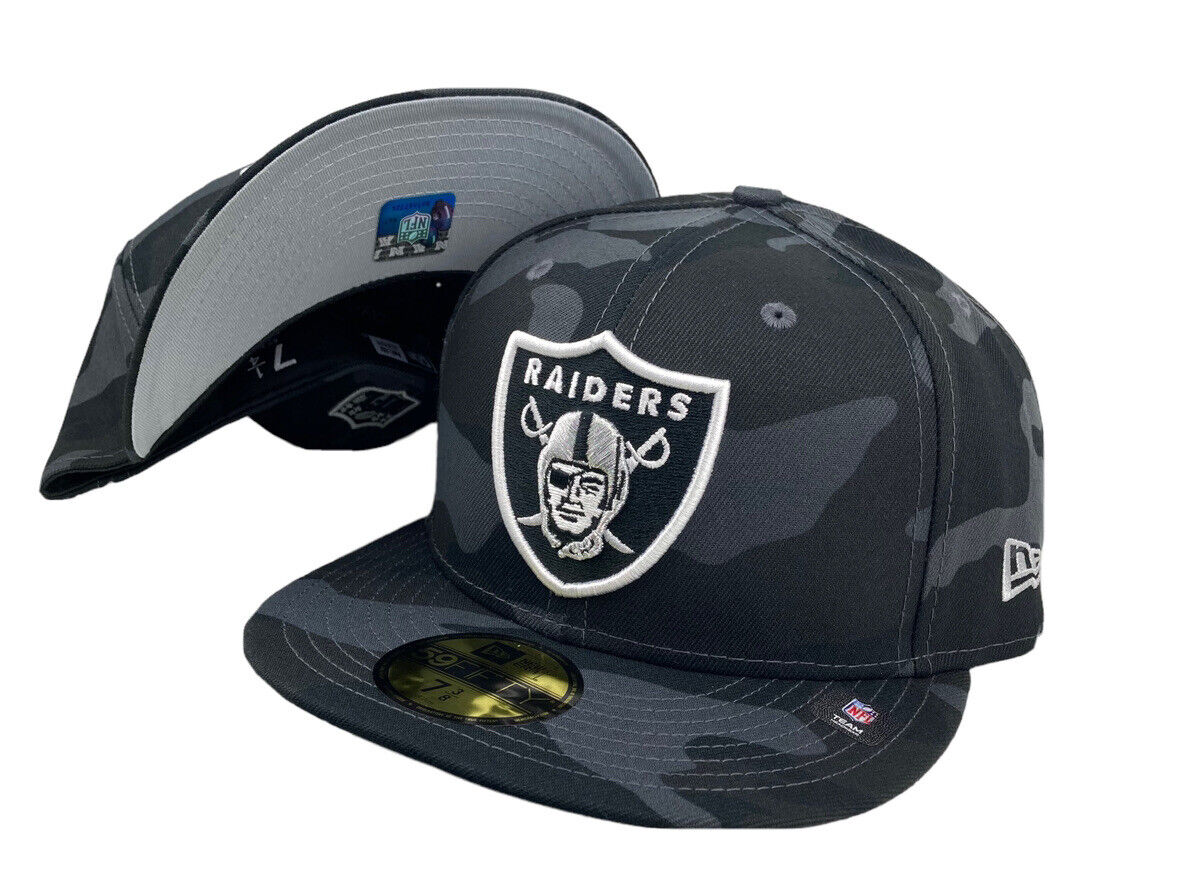 New Era Las Vegas Raiders NFL Black 59 fifty fitted hat cap 7 1/4-7 |