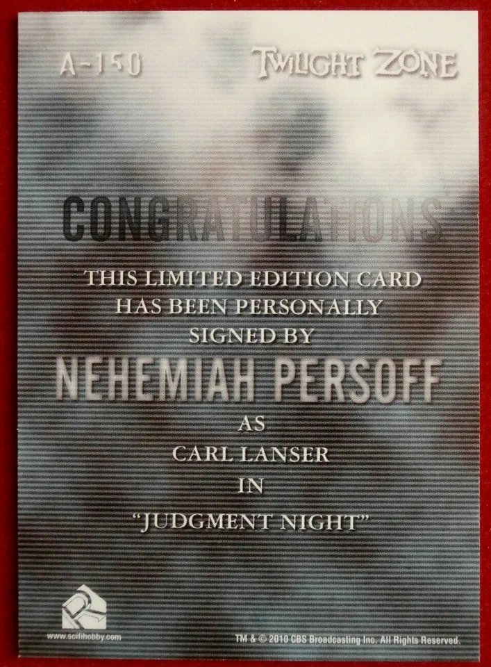TWILIGHT ZONE - NEHEMIAH PERSOFF - Hand-Signed Autograph Card - LIMITED EDITION - Image 2 of 2