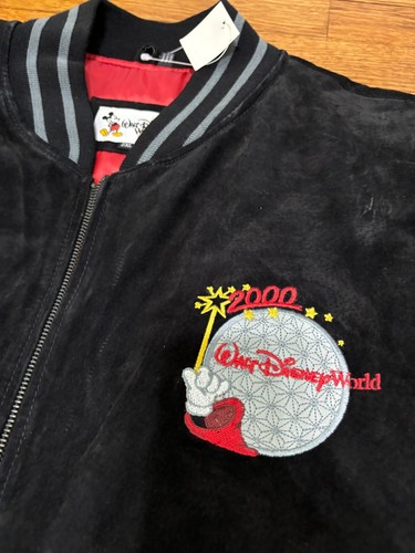 VINTAGE y2K Disney Mickey Fantasia Suede Leather Jacket 2XL Gray Black NWT NOS - Picture 4 of 14