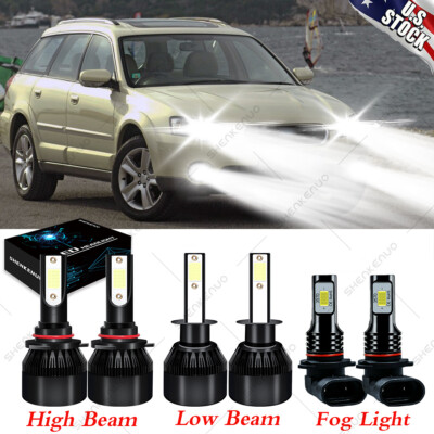 For Subaru Outback 2000-2002 2003 2004 6X 6000k LED Headlights +Fog Lights Bulbs