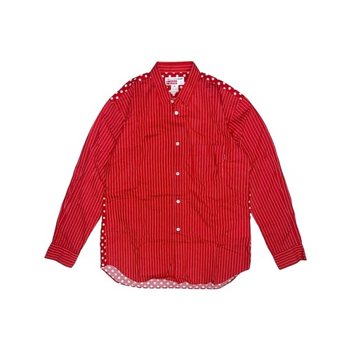 Supreme Men's Jacquard Stripe Twill Button Down Shirt Navy size