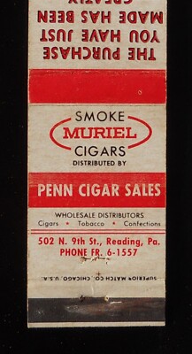 1950s Penn Cigar Stores Smoke Muriel Cigars Tobacco 502 N. 9th St. Reading  PA MB
