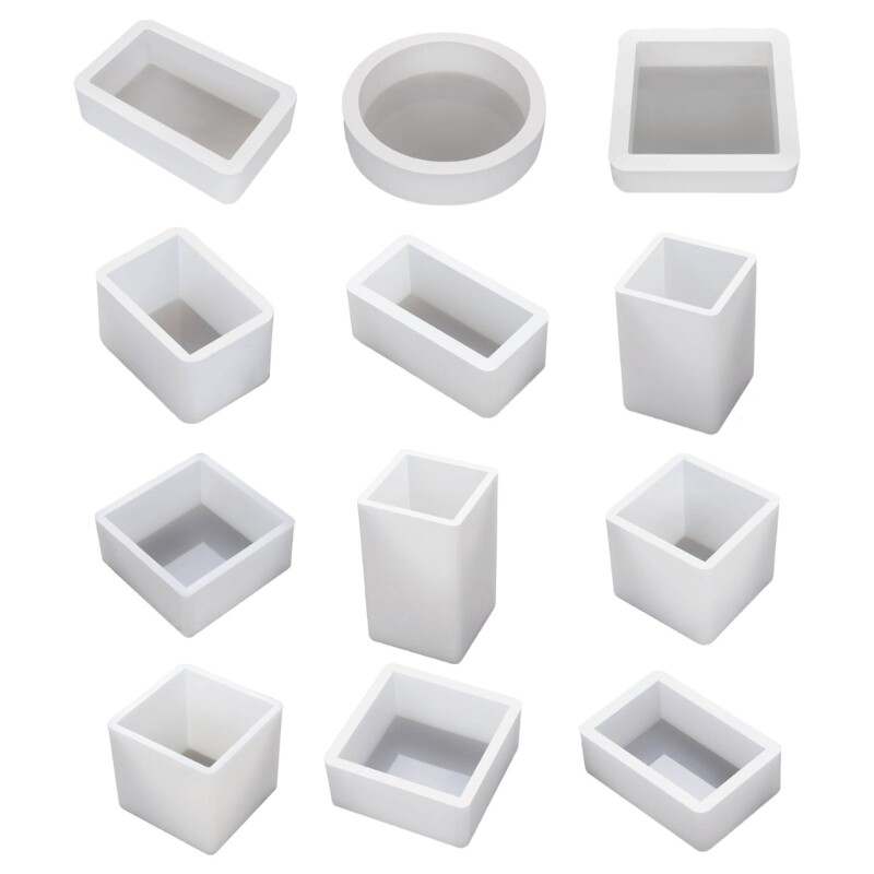 Geometric Resin Molds for Square Rectangular Round DIY Desktop Decor Crafts  