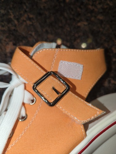WOMEN CANVAS WEDGE HEELED PLATFORM SNEAKER 36 - 5.5 Orange Color. OCHENTA BRAND - Picture 9 of 12