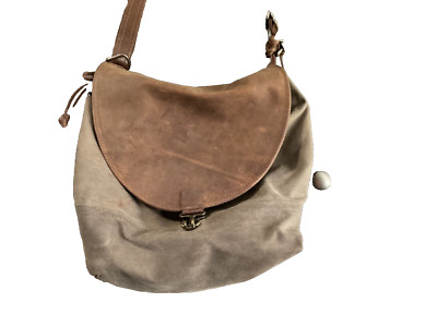 ROUGH & TUMBLE  MEDIUM 1904 RUSTIC PECAN & WAXED OLIVE CANVAS 3-WAY BAG~GUC~