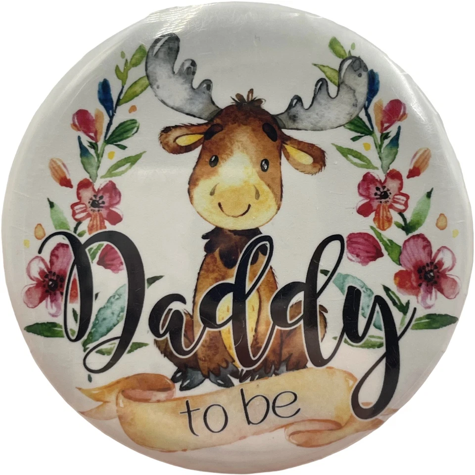"Daddy To Be Mommy to Be botones prendedores alce zorro flores baby shower revelan 2,25""" Foto 2 de 4