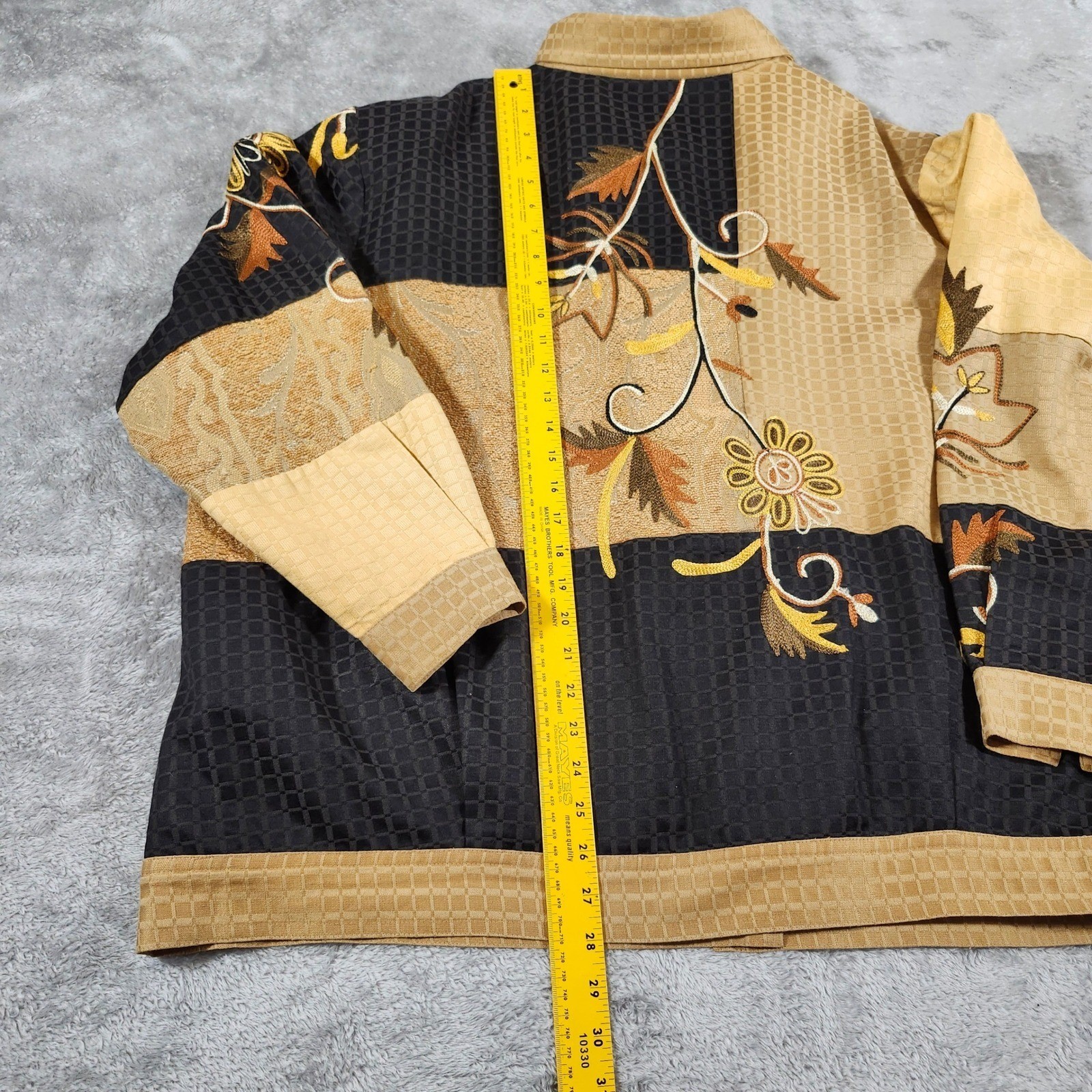 Boho Embroidered Patchwork Jacket Earth Tone Flor… - image 11