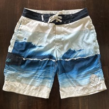 American Eagle Men's Swim Trunks Board Shorts Palm Tree Ocean Waves Size M Y2K