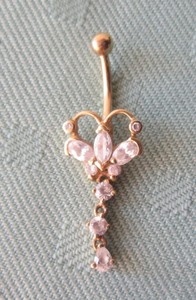 14K Gold Body Piercing Jewelry Belly Button Naval Simulated Stones