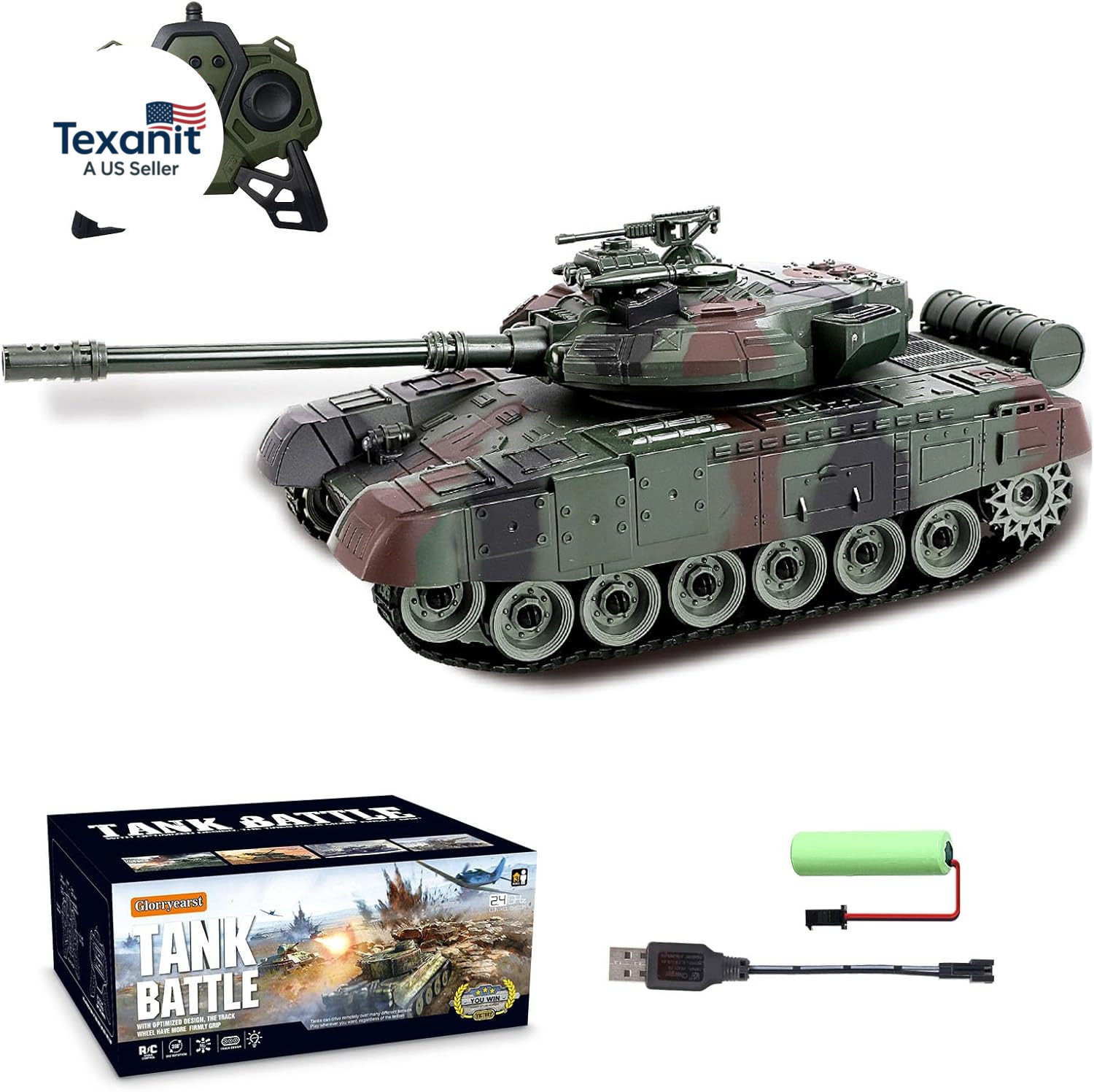 RC Tank 1:28 Scale 9 Channel Remote Control Toy with Realist