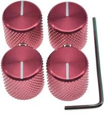 4pcs 18mm Aluminium Guitar Bass Knobs 1/4" Knob w/ Indicator fits Tele or P Bass