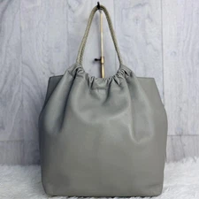 JURGEN LEHL Leather Tote Bag Gray All-Leather Woven Handle Excellent Condition