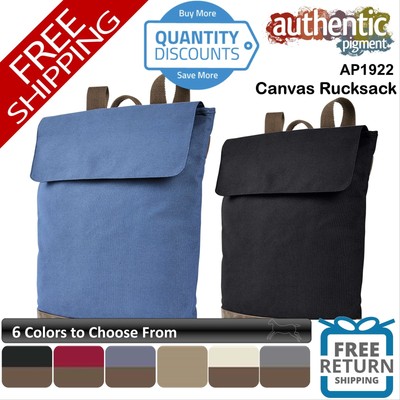  Authentic Pigment Adult Canvas Rucksack interior zipper pocket AP1922