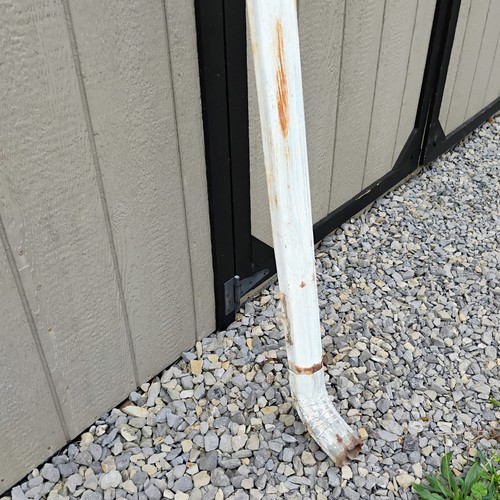 Vintage Galvanized Rain Gutter w/ Elbow and Two Brackets
