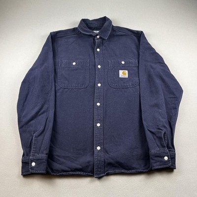 Carhartt WIP Shirt Mens Medium Blue Clink Work In Progress Long Sleeve Button Up