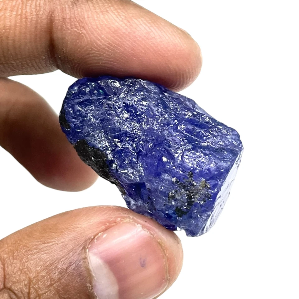 Impresionante piedra preciosa suelta azul vibrante áspera de tanzanita natural de 64,10 quilates certificada Foto 4 de 4