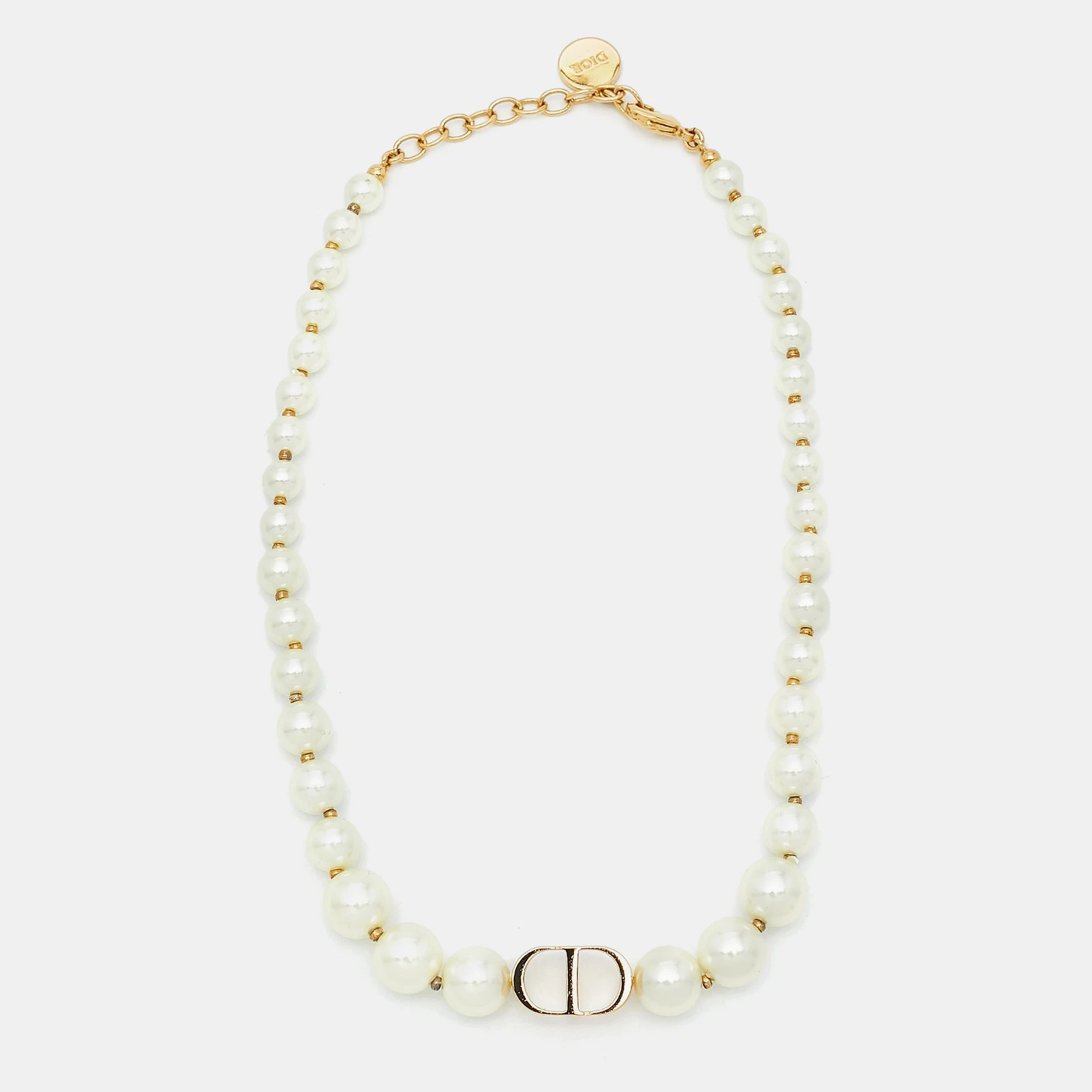 Collier ras du cou Dior 30 Montaigne fausse perle ton or