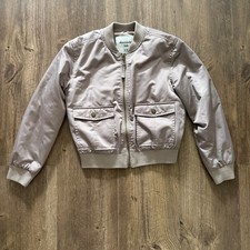 Abercrombie Kids Bomber Jacket Taupe Full Zip Ribbed Cuffs Gorpcore Kids 9/10