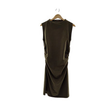 Quince Women Stretch Cotton Jersey Mock Neck Mini Dress Kalamata Olive L