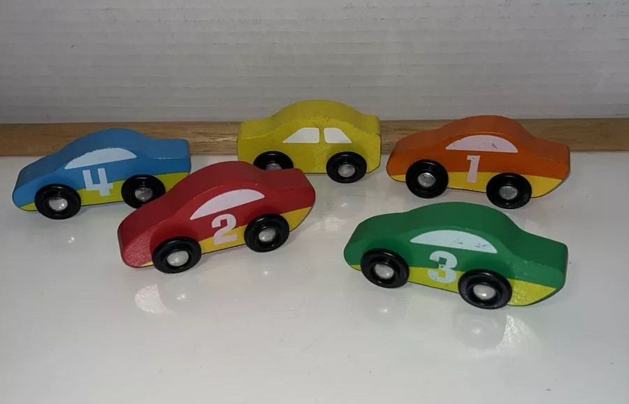 Melissa & Doug Wooden Cars Lot of 5 ,Wood Toy Cars