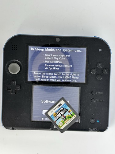 Nintendo 2DS Black Blue Console 4gb Card With Charger & New Super Mario Game - Picture 7 of 7