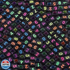 1000pcs Black Square Acrylic Number Letter Beads 6x6mm Colorful Number 0-9 Be