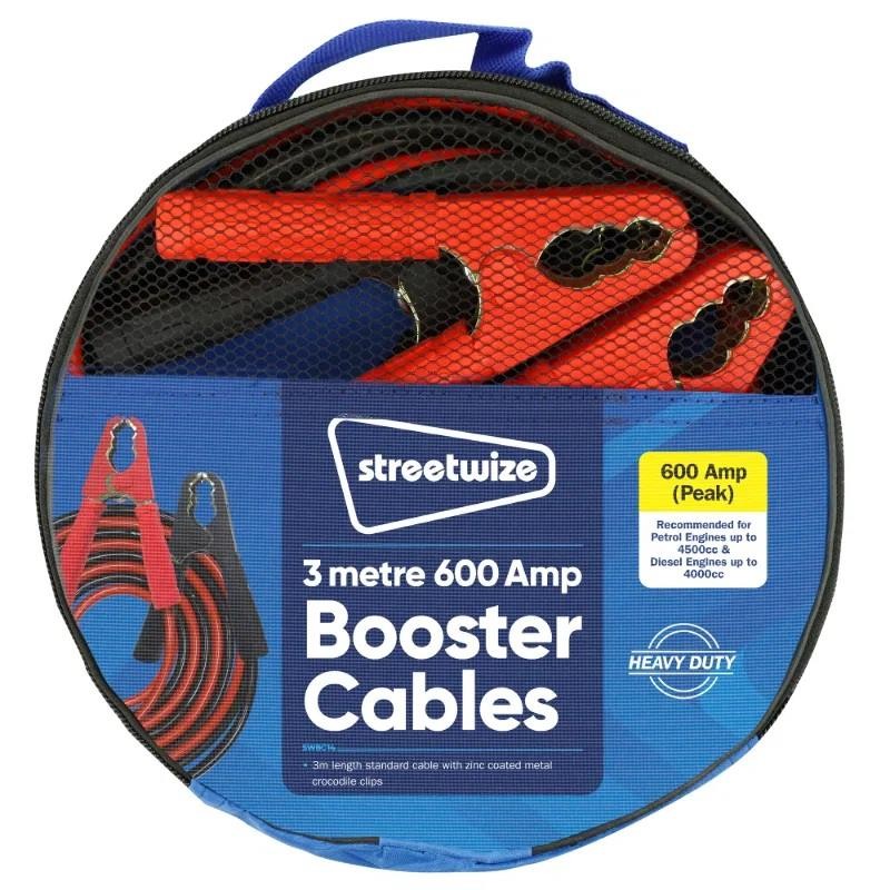 Streetwize Jump Leads 600A 3m HD Booster Cables Engine Start  Car Van SWBC14
