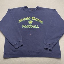 VTG Notre Dame Fighting Irish Sweatshirt Mens XL Blue NCAA Football Adidas 90s