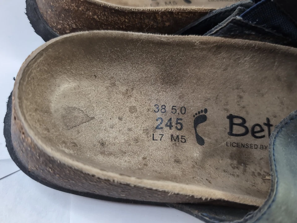 Sandalias sin cordones Betula by Birks para mujer de cuero azul con detalles de semillas talla 7, Y2K Foto 4 de 4