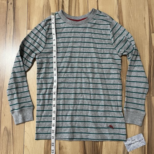 NWT Tommy Bahama Medium 7/8 Waffle Knit Thermal Long Sleeve T-Shirt Green Stripe - Picture 5 of 6