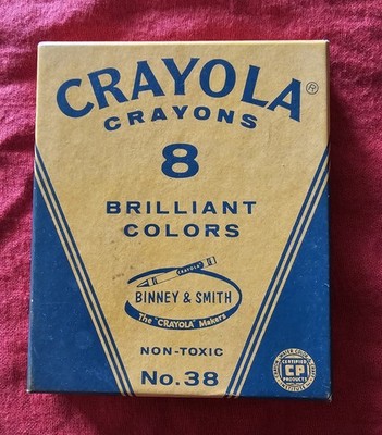 Vintage Crayola No 38 8 Count Crayons Complete Box MCM Binney Smith USA GREAT 