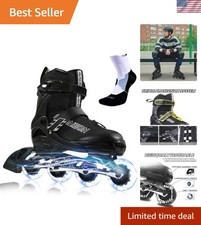 All-Age Adjustable Inline Skates with Comfortable Socks  Single Brake Design