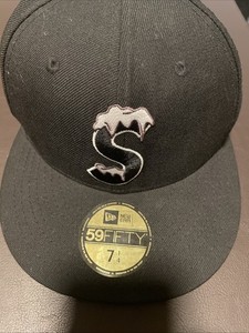 Supreme New Era 59Fifty Box Logo 7 1/4  Snow S Logo Black Deadstock 🔥